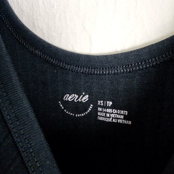 NEW Aerie No BS Wide Ribbed Tank Top Black - Picture 9 of 10